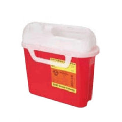 Becton Dickinson Sharps Container BD™ 12 H X 12 W X 4-4/5 D Inch 5.4 Quart Red Base / White Lid Horizontal Entry Counter Balanced Door Lid - M-282901-1137 - Each