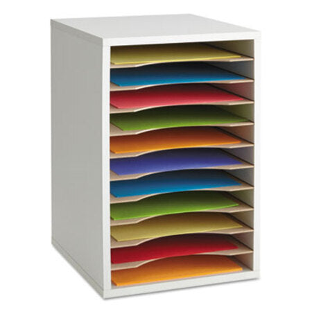 Safco® Wood Vertical Desktop Literature Sorter, 11 Sections 10 5/8 x 11 7/8 x 16, Gray