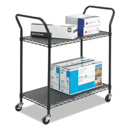 Safco® Wire Utility Cart, Two-Shelf, 43.75w x 19.25d x 40.5h, Black