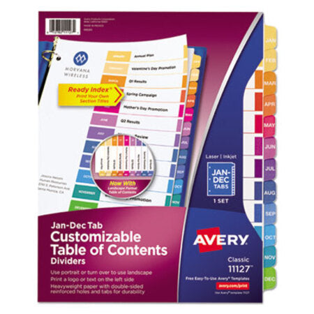 Avery® Customizable TOC Ready Index Multicolor Dividers, 12-Tab, Letter