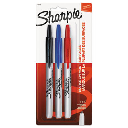 Sharpie® Retractable Permanent Marker, Fine Bullet Tip, Assorted Colors, 3/Set