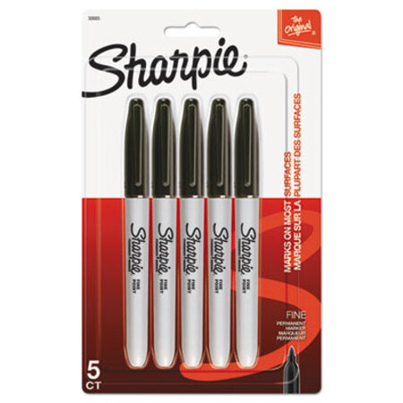 Sharpie® Fine Tip Permanent Marker, Black, 5/Pack