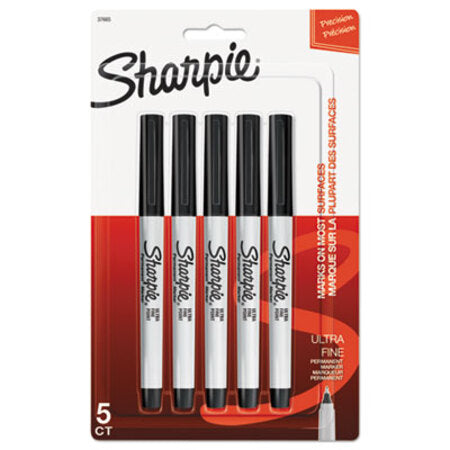 Sharpie® Ultra Fine Tip Permanent Marker, Extra-Fine Needle Tip, Black, 5/Pack