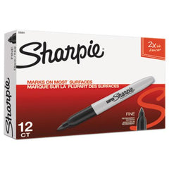 Sharpie® Super Permanent Marker, Fine Bullet Tip, Black, Dozen