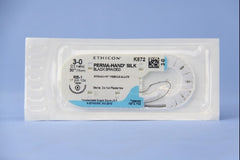 Suture with Needle Perma-Hand Nonabsorbable Coated Black Suture Braided Silk Size 3 - 0 30 Inch Suture 1-Needle 17 mm Length 1/2 Circle Taper Point Needle