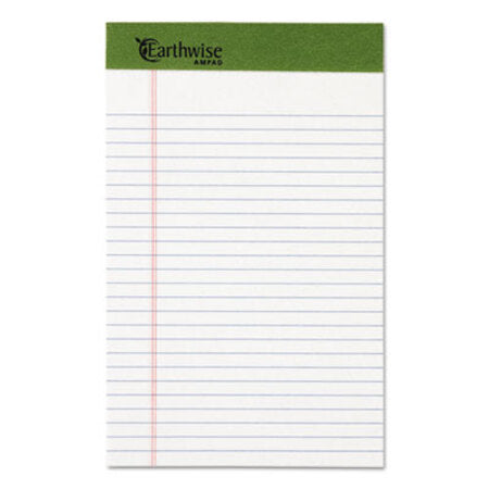 Ampad® Earthwise by Oxford Writing Pad, Narrow Rule, 5 x 8, White, 50 Sheets, Dozen