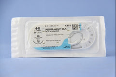 Suture with Needle Perma-Hand Nonabsorbable Coated Black Suture Braided Silk Size 4 - 0 30 Inch Suture 1-Needle 17 mm Length 3/8 Circle Taper Point Needle