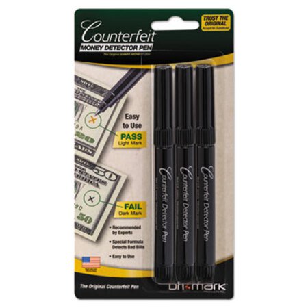 Dri-Mark® Smart Money Counterfeit Bill Detector Pen for Use w/U.S. Currency, 3/Pack