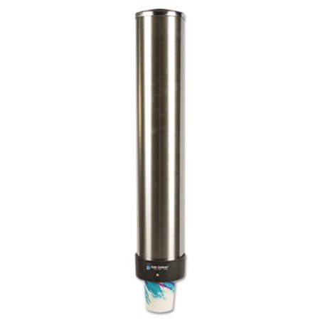 San Jamar® Large Water Cup Dispenser w/Removable Cap, Wall Mounted, Stainless Steel