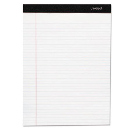 Universal® Premium Ruled Writing Pads, Wide/Legal Rule, 8.5 x 11, White, 50 Sheets, 6/Pack