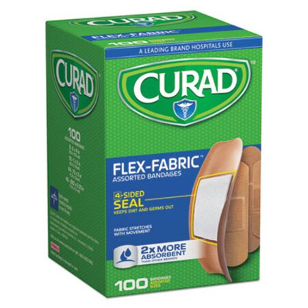 Curad® Flex Fabric Bandages, Assorted Sizes, 100 per Box