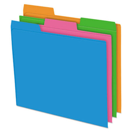 Pendaflex® Glow Poly File Folders, 1/3-Cut Tabs, Letter Size, Assorted, 12/Pack