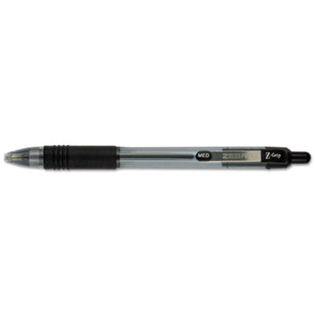 zebra® Z-Grip Retractable Ballpoint Pen, Medium 1 mm, Black Ink, Clear Barrel, Dozen