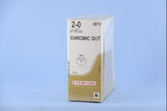 Suture with Needle Absorbable Uncoated Undyed Suture Chromic Gut Size 2 - 0 32 Inch Suture 1-Needle 26 mm Length 1/2 Circle Reverse Cutting Needle