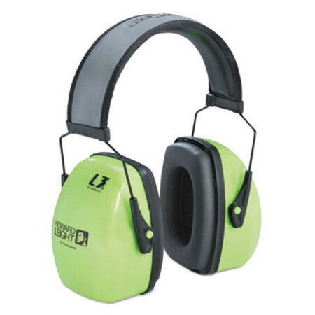 Howard Leight® by Honeywell L3HV Hi-Visibility Earmuffs, Reflective Headband, 30NRR, Green/Black