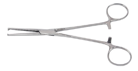 Miltex Hemostatic Forceps Vantage® Rochester-Ochsner 6-1/4 Inch Length Floor Grade Stainless Steel NonSterile Ratchet Lock Finger Ring Handle Straight Serrated Tips with 1 X 2 Teeth - M-289712-1916 - Each