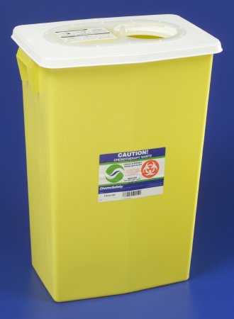 Cardinal Chemotherapy Waste Container SharpSafety™ 26 H X 12-3/4 D X 18-1/4 W Inch 18 Gallon Yellow Base / White Lid Vertical Entry Gasketed Sliding Lid - M-291199-1331 - Case of 5