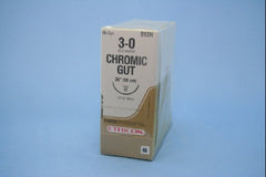 Suture with Needle Absorbable Uncoated Undyed Suture Chromic Gut Size 3 - 0 36 Inch Suture 1-Needle 40 mm Length 1/2 Circle Taper Point Needle