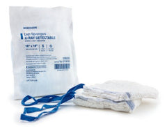 Surgical Laparotomy Sponge McKesson X-Ray Detectable Cotton 18 X 18 Inch 5 Count Soft Pack Sterile