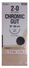 Suture with Needle Absorbable Uncoated Undyed Suture Chromic Gut Size 2 - 0 36 Inch Suture 1-Needle 36 mm Length 1/2 Circle Taper Point Needle