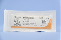 Suture with Needle Ethibond Nonabsorbable Coated White Suture Braided Polyester Size 2 - 0 30 Inch Suture Double-Armed 20 mm Length 1/2 Circle Taper Point Needle