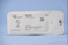 Suture with Needle PDS II Absorbable Uncoated Violet Suture Monofilament Polydioxanone Size 6 - 0 30 Inch Suture Double-Armed 9.3 mm Length 3/8 Circle Taper Point Needle