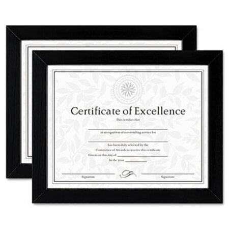 DAX® Document/Certificate Frames, Wood, 8 1/2 x 11, Black, Set of Two