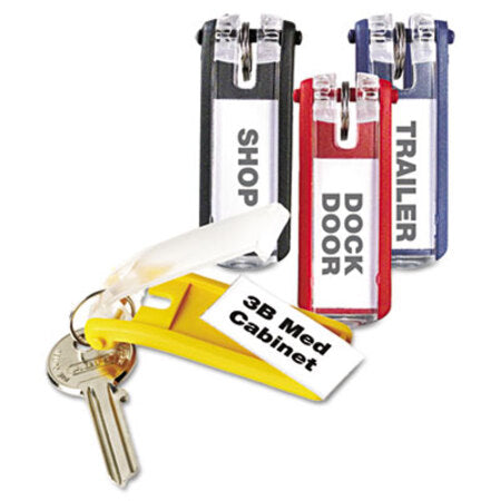 Durable® Key Tags for Locking Key Cabinets, Plastic, 1 1/8 x 2 3/4, Assorted, 24/Pack
