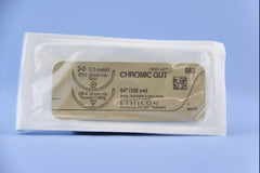 Suture with Needle Absorbable Uncoated Undyed Suture Chromic Gut Size 2 - 0 54 Inch Suture Double-Armed 36 mm Length 1/2 Circle Taper Point Needle / Reverse Cutting Needle