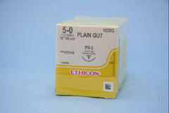 J & J Healthcare Systems Suture with Needle Absorbable Uncoated Tan Suture Plain Gut Size 5 - 0 18 Inch Suture 1-Needle 16 mm Length 3/8 Circle Reverse Cutting Needle