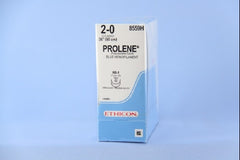 Suture with Needle Prolene Nonabsorbable Uncoated Blue Suture Monofilament Polypropylene Suture Size 2 - 0 36 Inch Suture Double-Armed 17 mm Length 1/2 Circle Taper Point Needle