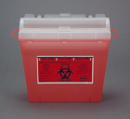 Bemis Healthcare Sharps Container Bemis™ Sentinel 10 H X 5-1/4 W X 11 D Inch 1.25 Gallon Translucent Red Base / Translucent Lid Horizontal Entry Rotating Lid - M-298930-1468 - Case of 32