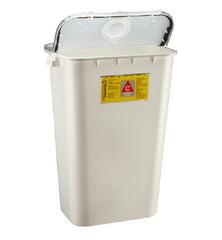 Bemis Healthcare Chemotherapy Waste Container Bemis™ Sentinel 22-1/2 H X 11-4/5 W X 16-1/2 L Inch 11 Gallon Translucent Base/ White and Yellow Lid Horizontal / Vertical Entry Gasketed Hinged Lid