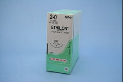 J & J Healthcare Systems Suture with Needle Ethilon™ Nonabsorbable Uncoated Black Suture Monofilament Nylon Size 2 - 0 30 Inch Suture 1-Needle 36 mm Length 3/8 Circle Reverse Cutting Needle