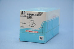 Suture with Needle Perma-Hand Nonabsorbable Coated Black Suture Braided Silk Size 5 - 0 18 Inch Suture 1-Needle 19 mm Length 3/8 Circle Precision Point - Reverse Cutting Needle