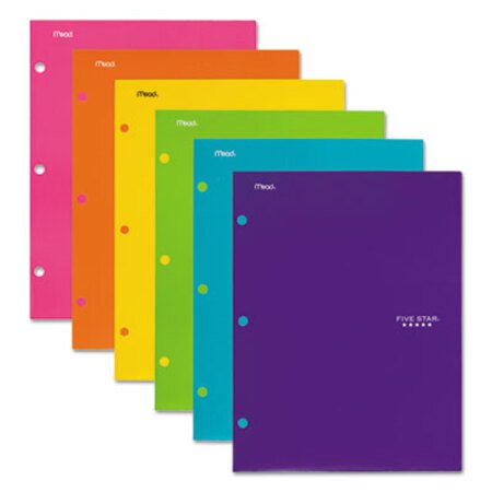 Five Star® Four-Pocket Portfolio, 8 1/2 x 11, Assorted Colors, Trend Design, 6/Pack