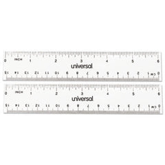 Universal® Clear Plastic Ruler, Standard/Metric, 6", 2/Pack