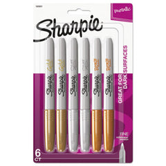 Sharpie® Metallic Fine Point Permanent Markers, Bullet Tip, Gold-Silver-Bronze, 6/Pack