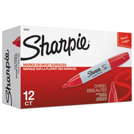 Sharpie® Chisel Tip Permanent Marker, Medium, Red, Dozen