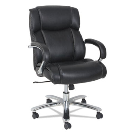 Alera® Alera Maxxis Series Big and Tall Bonded Leather Chair, Supports up to 450 lbs, Black Seat/Black Back, Chrome Base