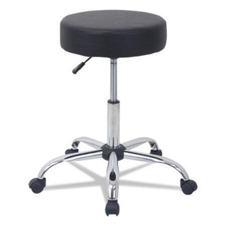 Alera® Height Adjustable Lab Stool, 24.38" Seat Height, Supports up to 275 lbs., Black Seat/Black Back, Chrome Base