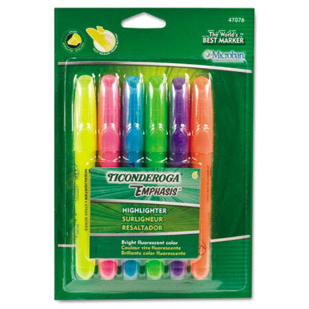Ticonderoga® Emphasis Desk Style Highlighters, Chisel Tip, Assorted Colors, 6/Set