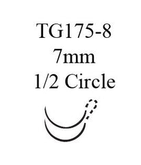 J & J Healthcare Systems Suture with Needle Ethilon™ Nonabsorbable Uncoated Black Suture Monofilament Nylon Size 8 - 0 12 Inch Suture Double-Armed 7 mm Length 1/2 Circle Micropoint - Spatula Needle