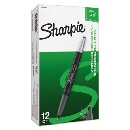 Sharpie® Grip Stick Porous Point Pen, Fine 0.5mm, Black Ink, Black Barrel