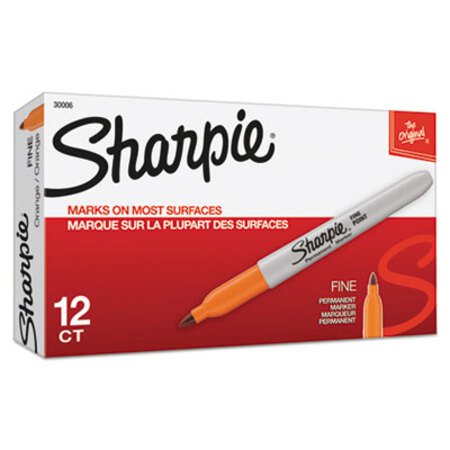 Sharpie® Fine Tip Permanent Marker, Orange, Dozen