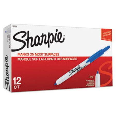 Sharpie® Retractable Permanent Marker, Fine Bullet Tip, Blue