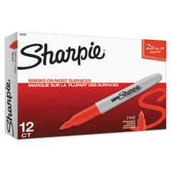 Sharpie® Super Permanent Marker, Fine Bullet Tip, Red, Dozen