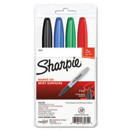 Sharpie® Super Permanent Marker, Fine Bullet Tip, Assorted Colors, 4/Set