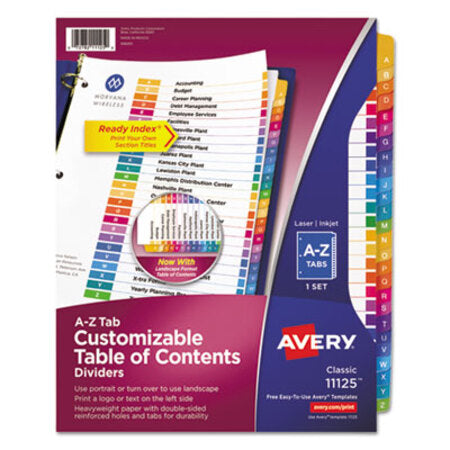 Avery® Customizable TOC Ready Index Multicolor Dividers, 26-Tab, Letter