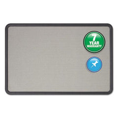 Quartet® Contour Fabric Bulletin Board, 36 x 24, Gray Surface, Black Plastic Frame